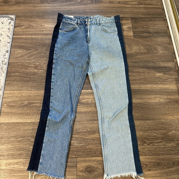 ZARA TRF DENIM IX’D MAKERS two-toned colorblock jeans with zipper - Picture 4 of 11